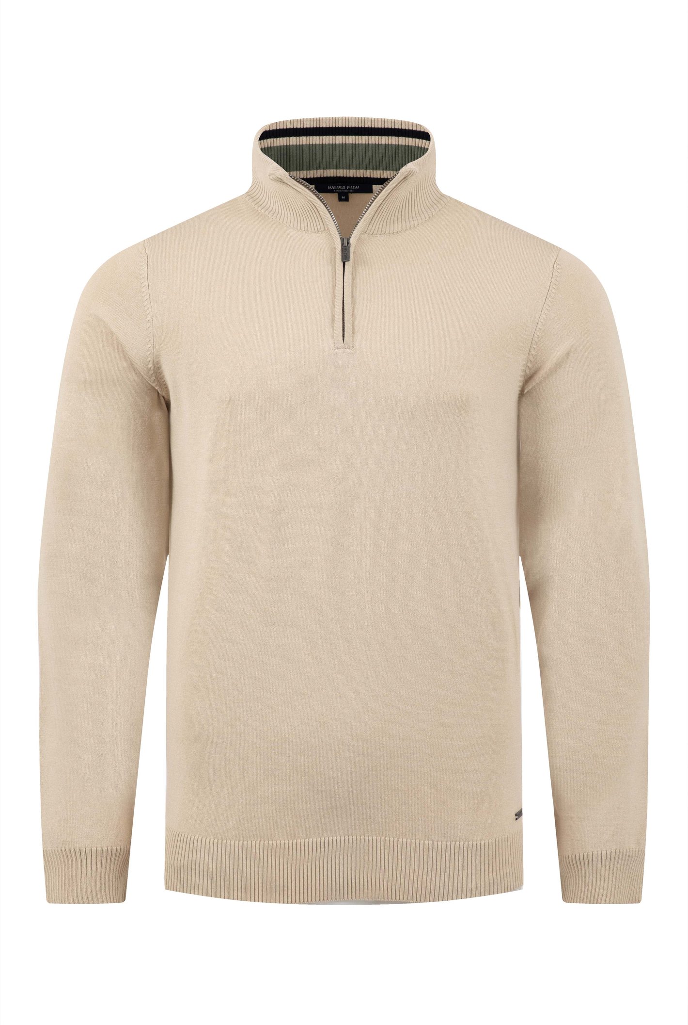 Weird Fish Blaine Fine Knit 1/4 Zip Jumper Oyster Size 2XL