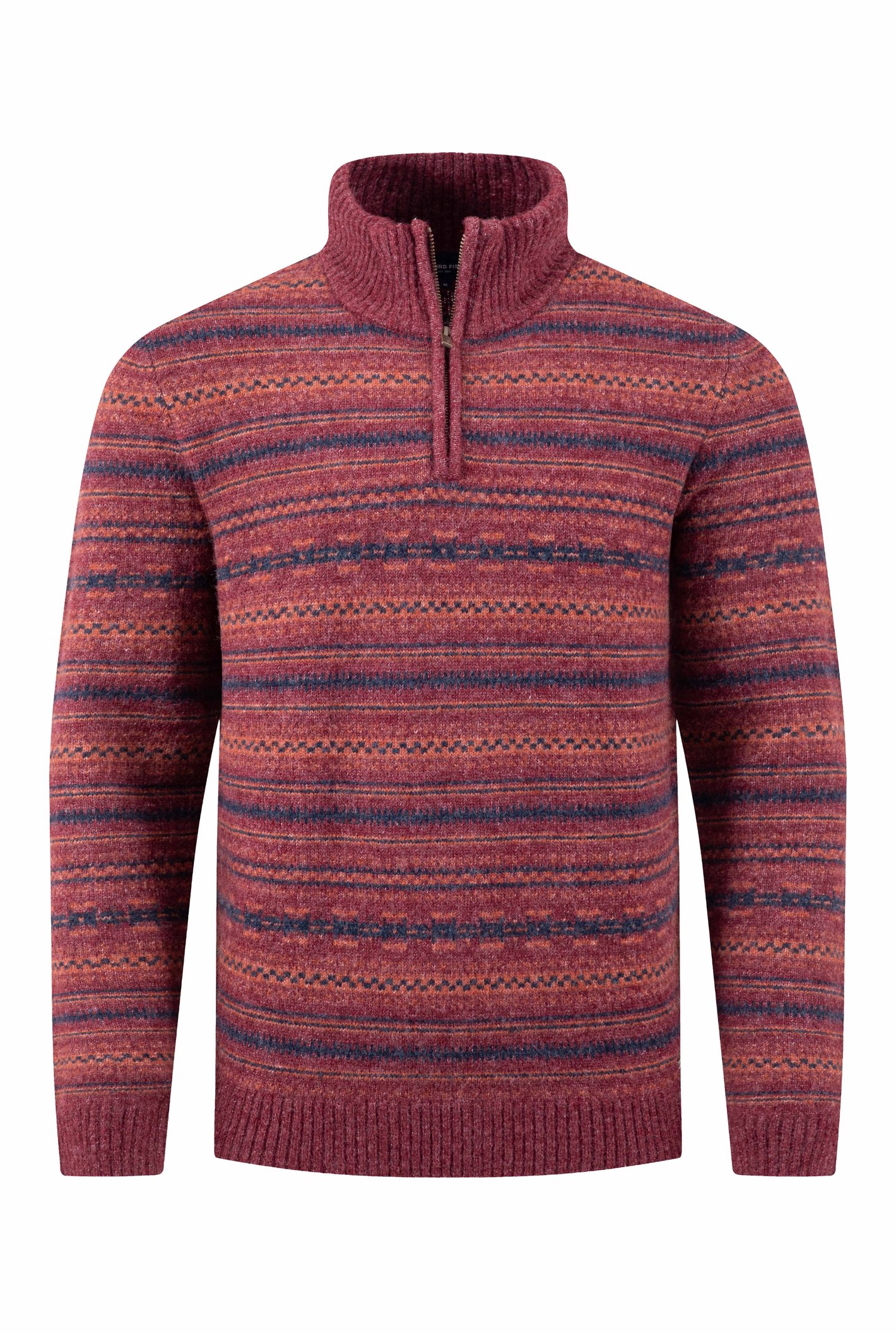 Weird Fish Larwill 1/4 Zip Fair Isle Jumper Garnet Size 2XL