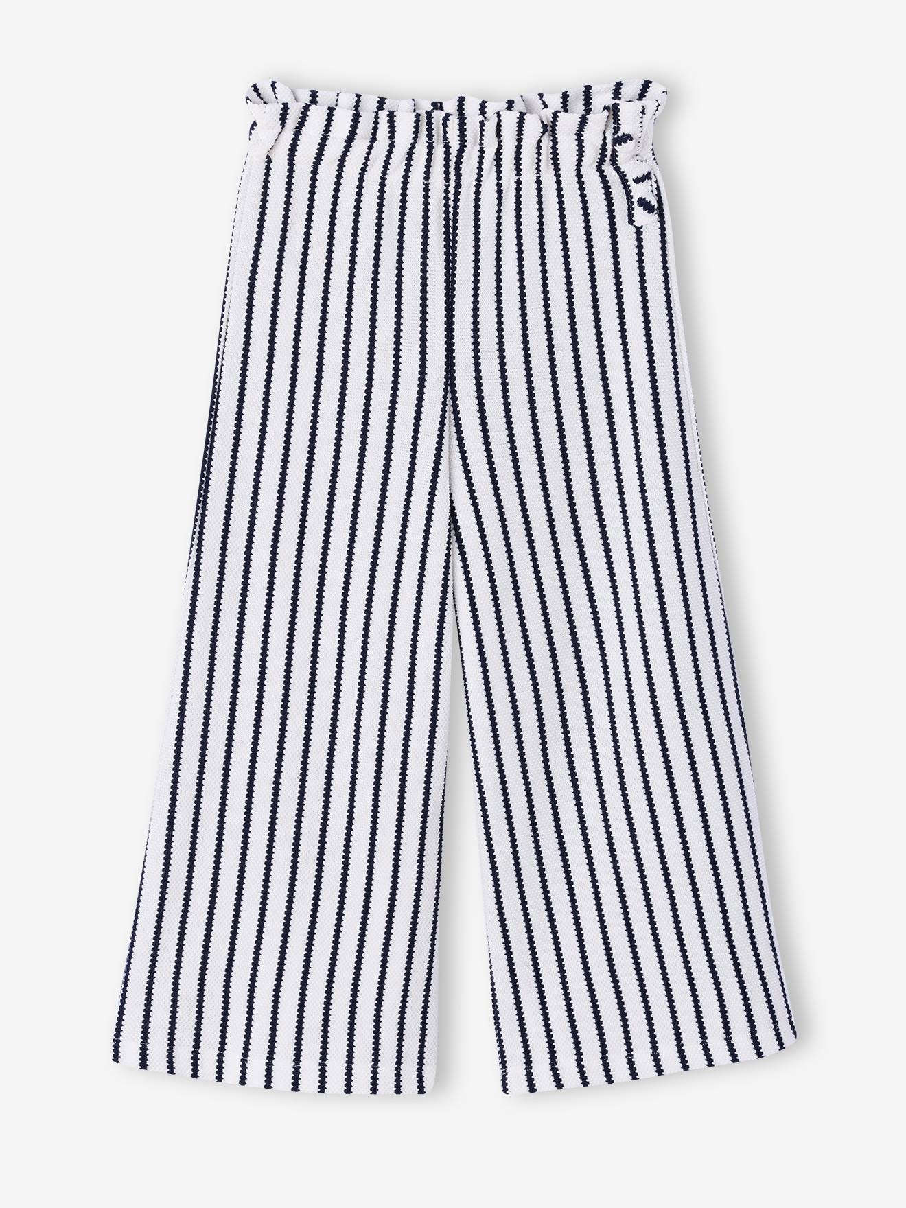 Wide striped knitted leggings striped blue