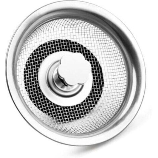 1 Piece Stainless Steel Strainer Basket Stainless Steel Sink Strainer Kitchen Sewer Shower Height Adjustable Rubber Stopper, Silver