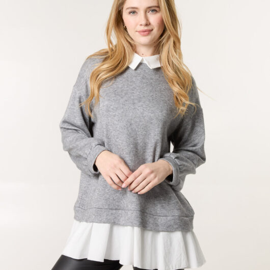 2in1 Cut & Sew Sweater - S/M / Light Grey