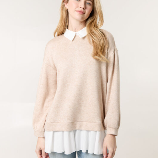 2in1 Cut & Sew Sweater - S/M / OATMEAL