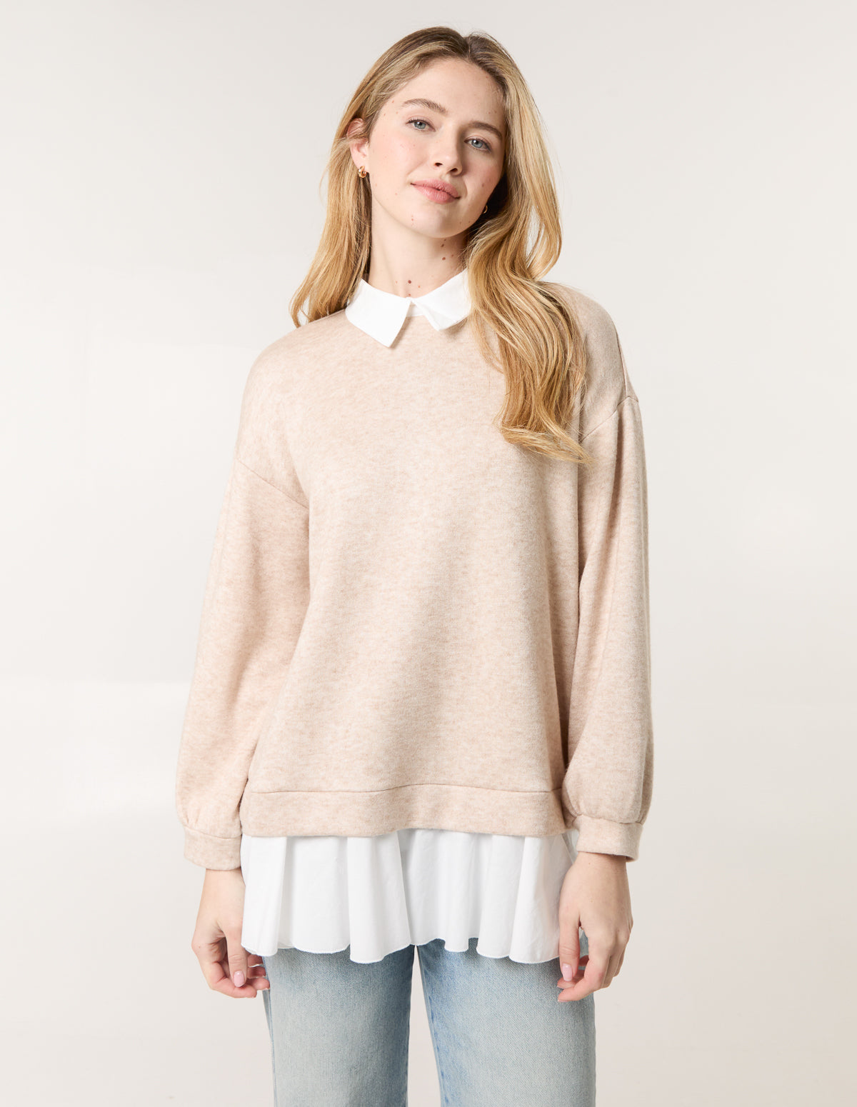 2in1 Cut & Sew Sweater - S/M / OATMEAL