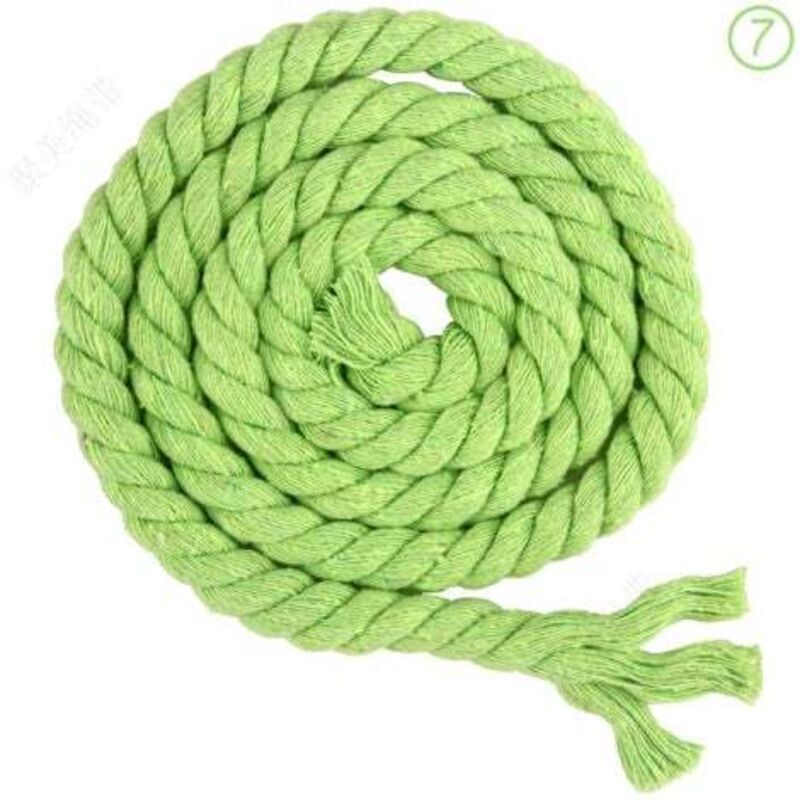 3-strand braided cotton cord, 8 mm x 65.5 feet, for craft knitting yarn (07 green)