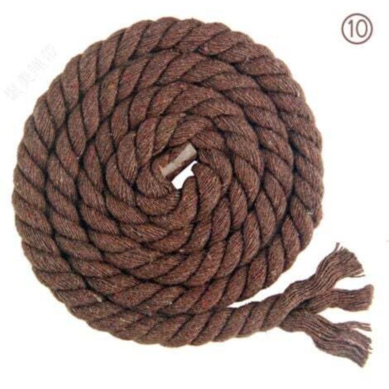 3-strand braided cotton cord, 8 mm x 65.5 feet, for craft knitting yarn (10 brown)