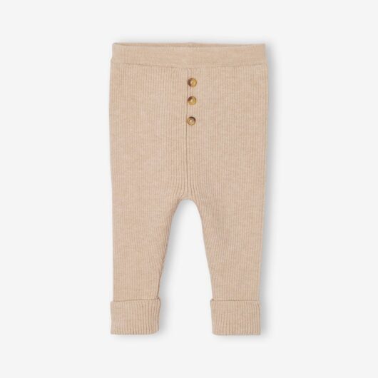 Adaptive Knitted Leggings for Babies marl beige