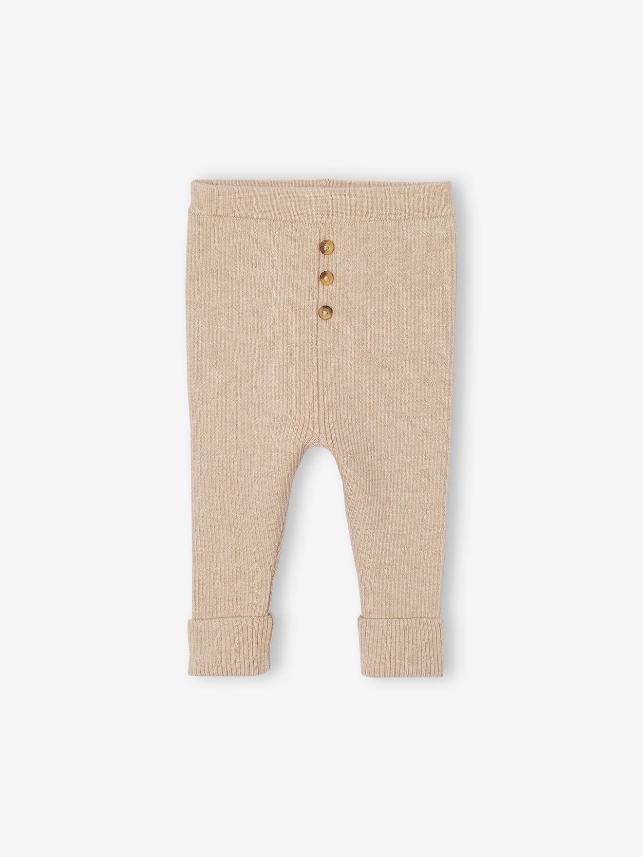 Adaptive Knitted Leggings for Babies marl beige