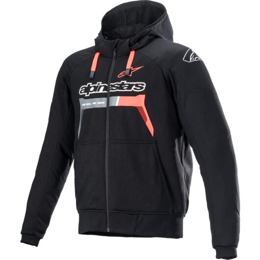 Alpinestars Chrome Ignition Motorcycle Hoodie - Black Red Fluo / UK/US 36-38" | EU 46 / 48 | S