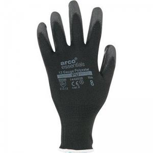 Arco Essentials Black PU-Coated Polyester Work Gloves 6 Pack of 12