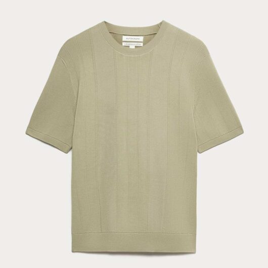 Autograph Performance Mercerised Cotton Knitted T-Shirt Light Olive