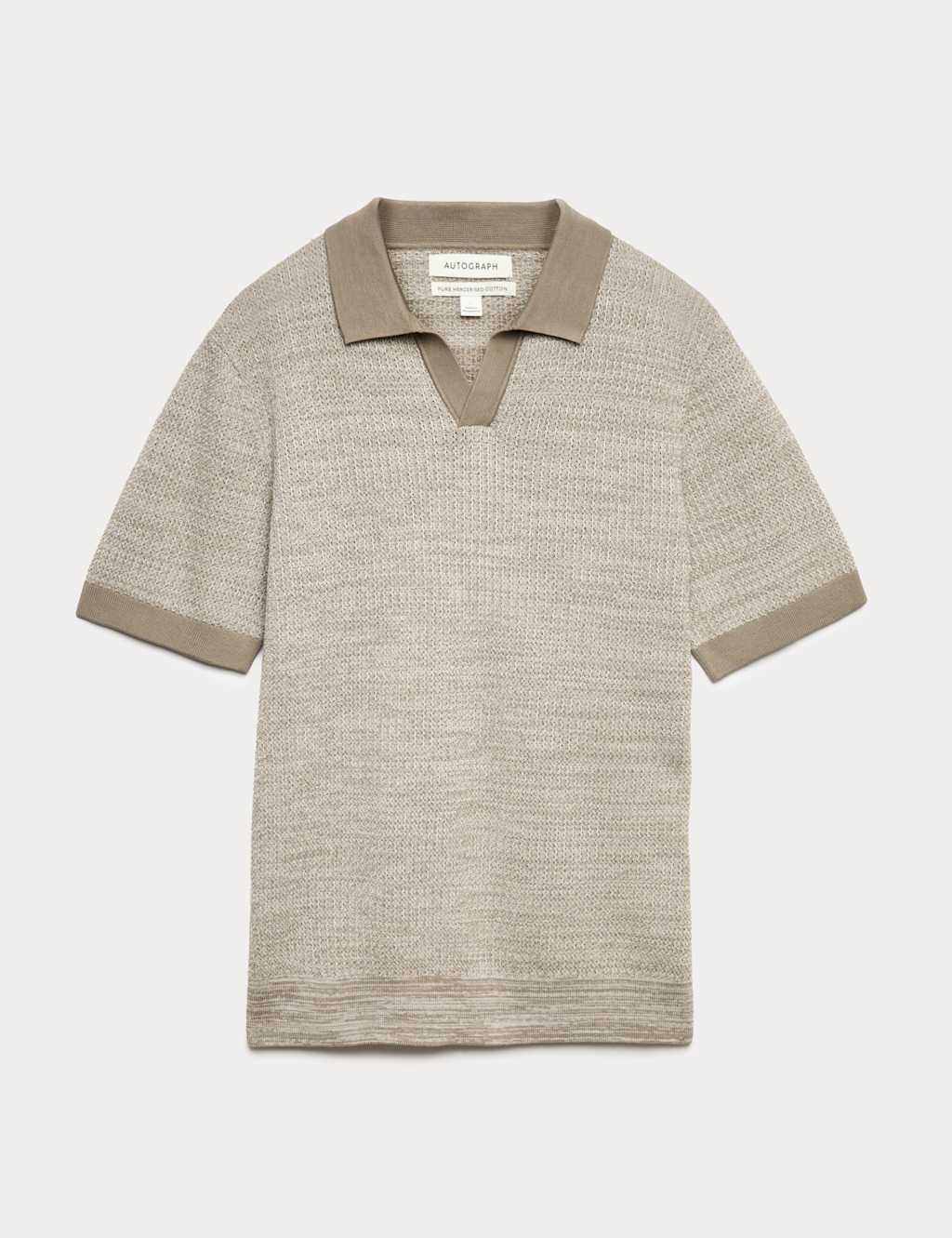 Autograph Pure Cotton Twisted Stitch Knitted Polo Soft Brown
