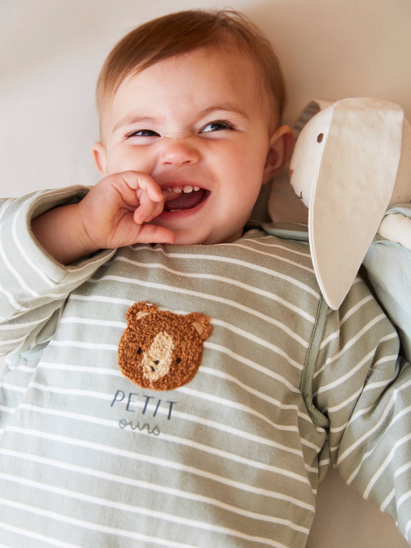 Baby Sleep Bag, Long Sleeves, Forest Buddy striped green