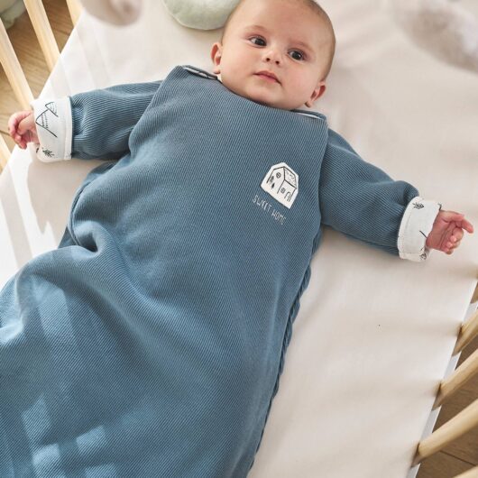 Baby Sleeping Bag with Removable Long Sleeves, Hygge grey blue