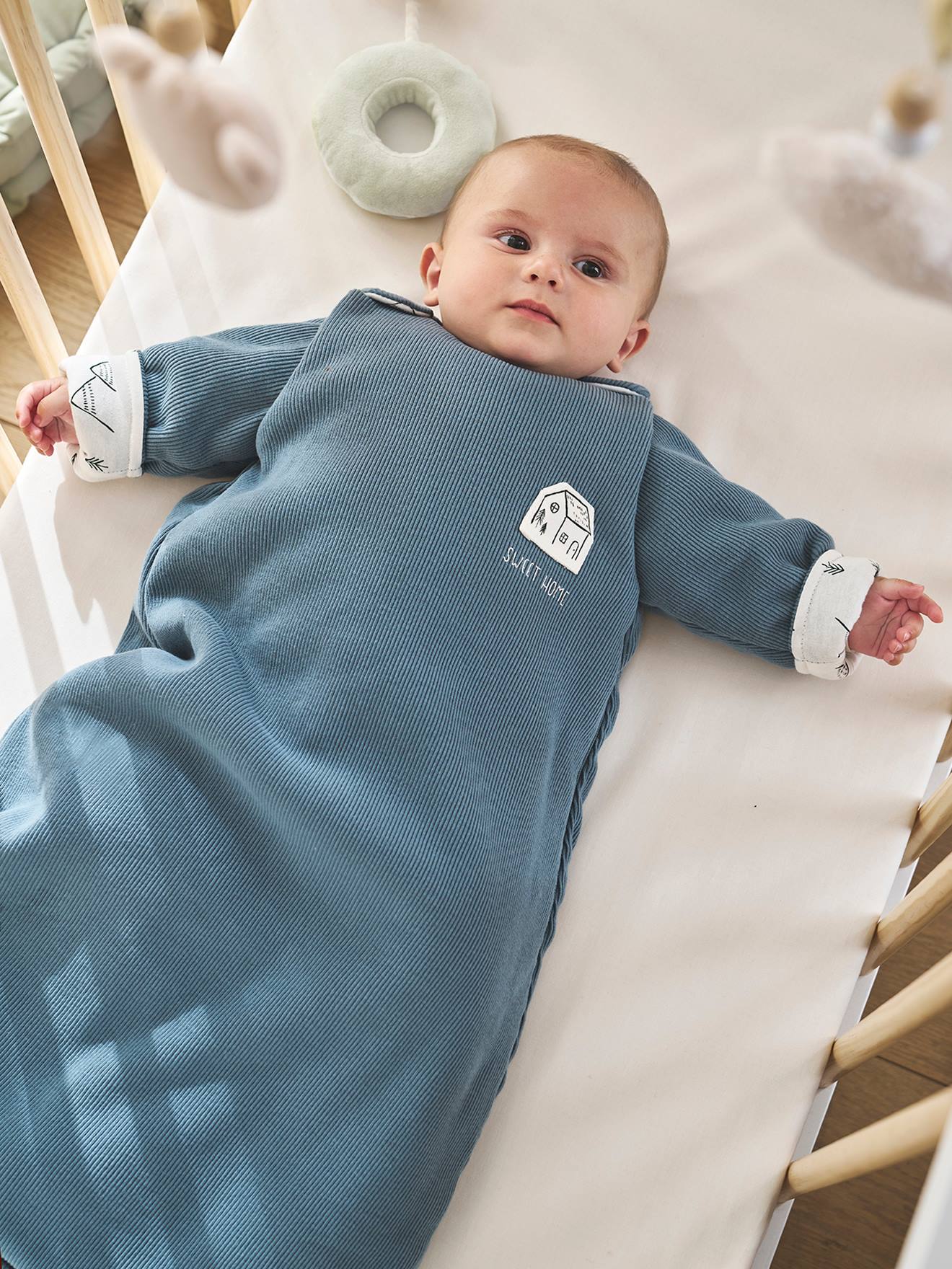 Baby Sleeping Bag with Removable Long Sleeves, Hygge grey blue