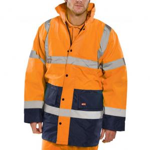 Beeswift CONSTRUCTOR TRAFFIC Jacket TWO TONE FLEECE LINED OrangeNavy