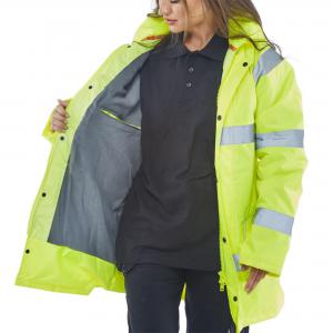 Beeswift High Visibility Fleece Lined Traffic Jacket Saturn Yellow 2XL