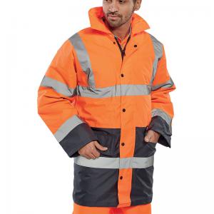 Beeswift Two Tone High Visibility Traffic Jacket OrangeNavy Blue 5XL