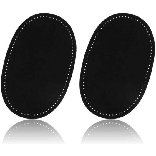 CCYKXA Set of 2 Artificial Leather Elbow Patches for Sweaters, Jackets, Down Jackets and Pants - Oval Shape, Sew-On (Black)