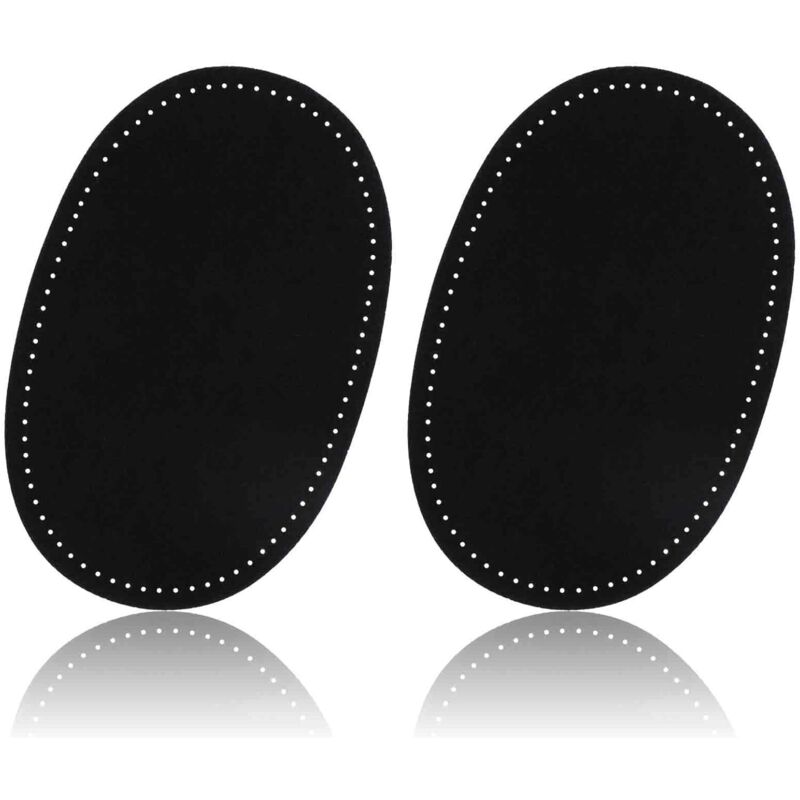 CCYKXA Set of 2 Artificial Leather Elbow Patches for Sweaters, Jackets, Down Jackets and Pants - Oval Shape, Sew-On (Black)