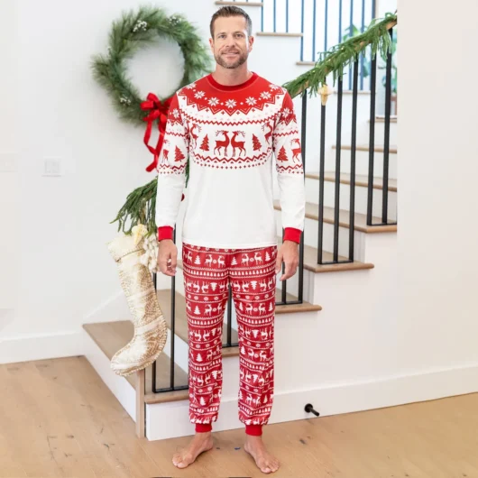 Christmas Reindeer and Snowflake Print Family Matching Pajamas Sets