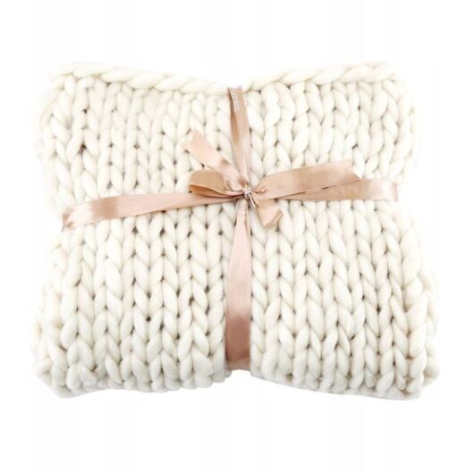 Cozy Blanket, Extra Thick Handwoven Wool Blanket, White, 6060