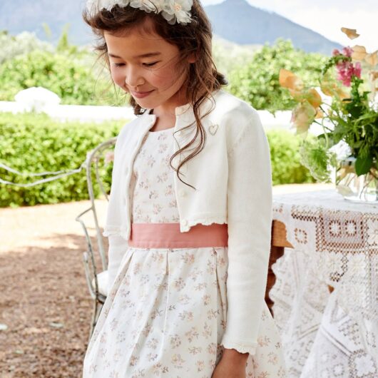Cropped Openwork Cardigan for Girls ecru