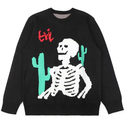Custom LOGO OEM & ODM Men Jacquard Sweater Pullover Crew Neck Knit Winter Unisex Cotton Knitwear Custom Knitted Sweater Men