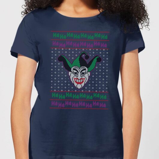 DC Joker Knit Women's Christmas T-Shirt - Navy - XS