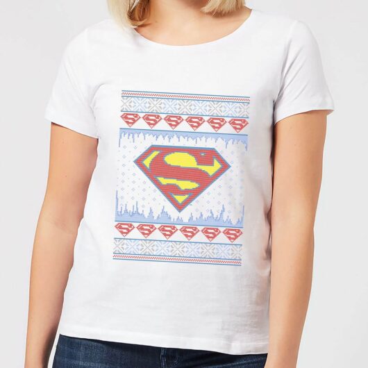 DC Supergirl Knit Women's Christmas T-Shirt - White - XS