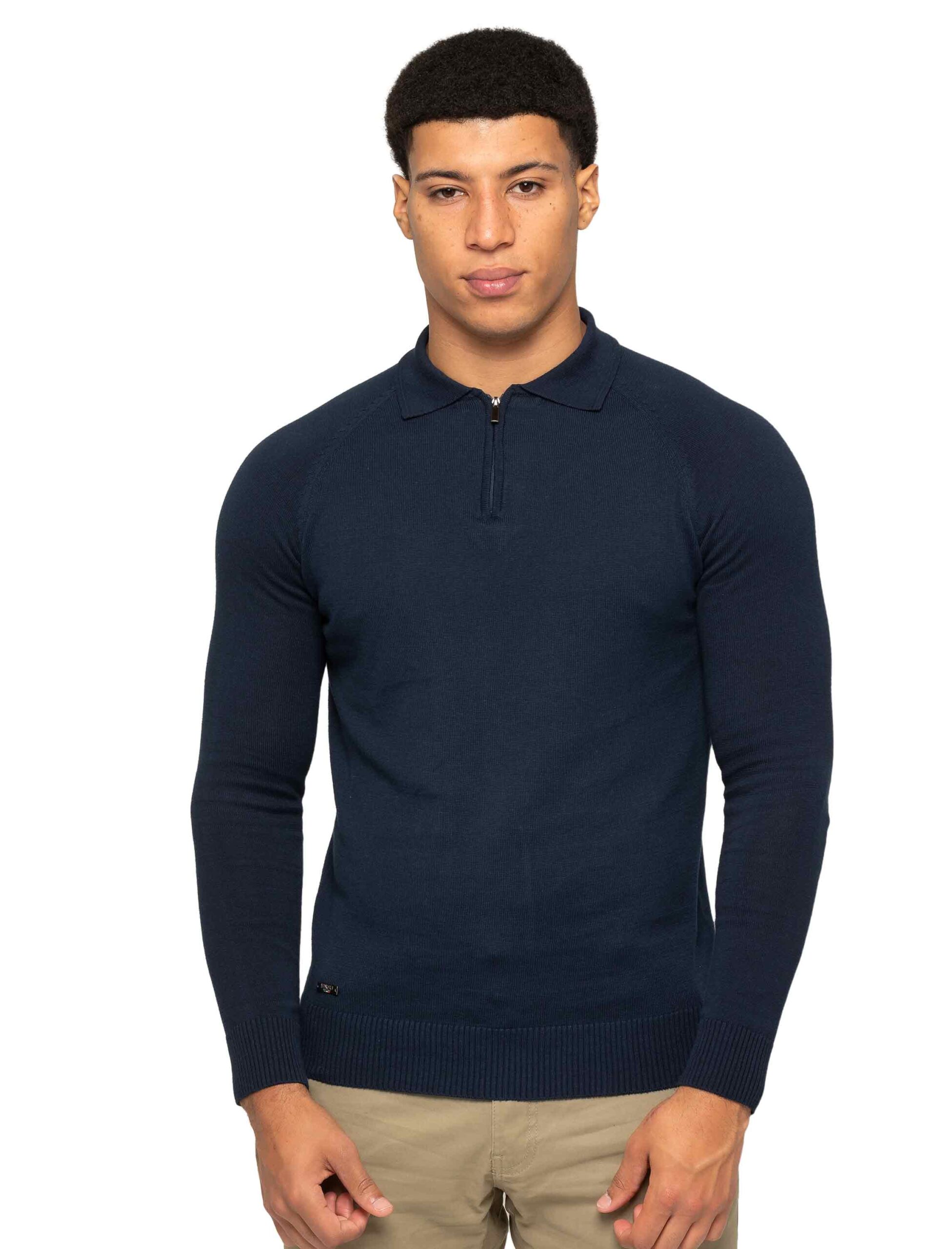 Enzo Milano | Mens Half Zip Polo Jumper - Navy / S
