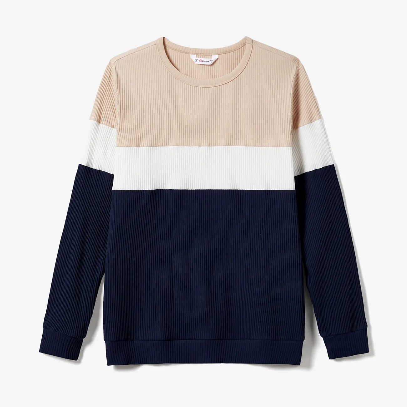 Family Matching Color-Block Knit Long-Sleeved Dresses And Tops Sets