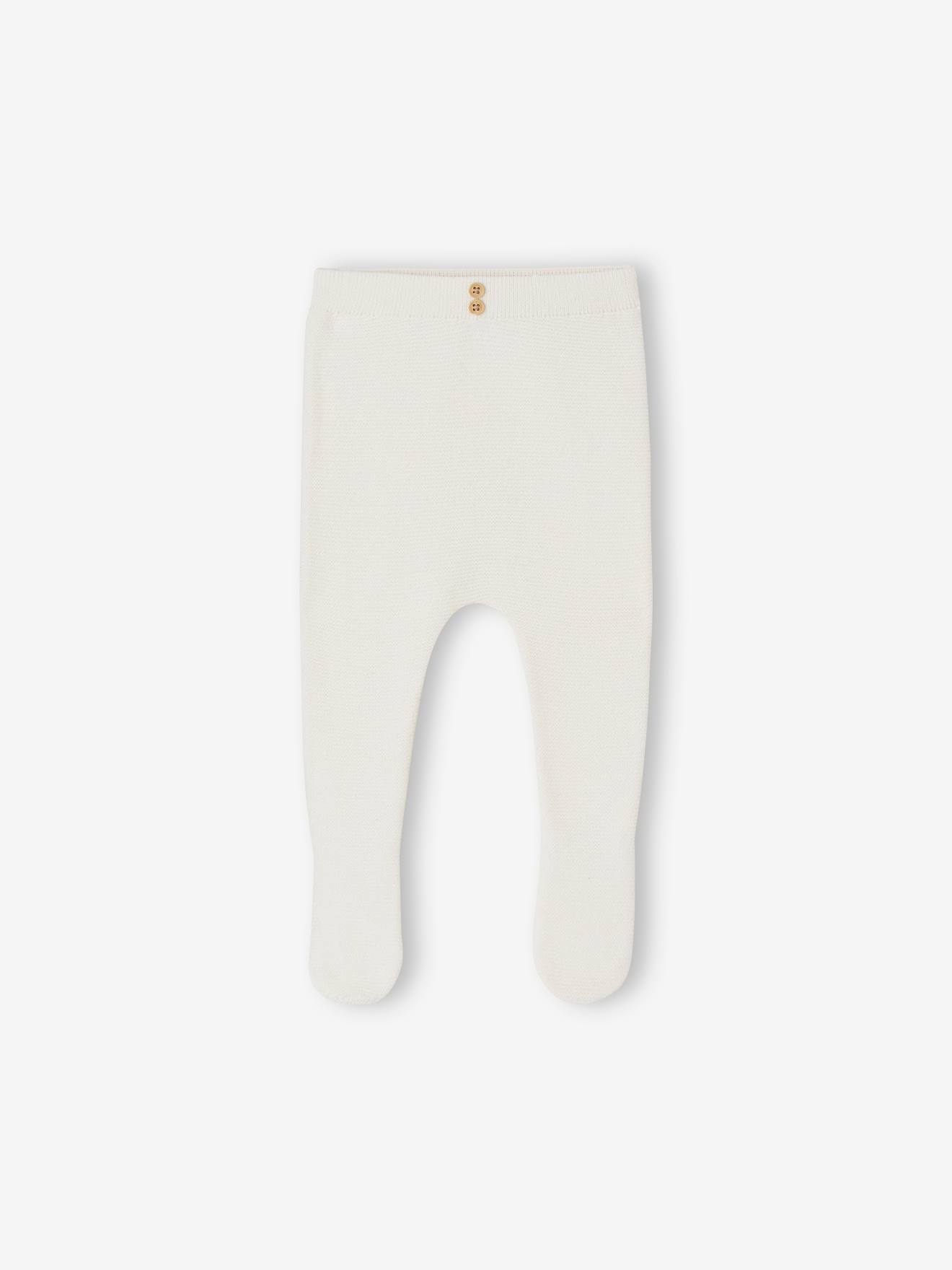 Footed Trousers in Cotton/Wool Knit white