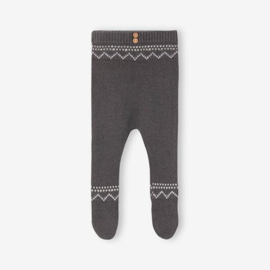 Footed Trousers in Jacquard Knit for Babies slate blue