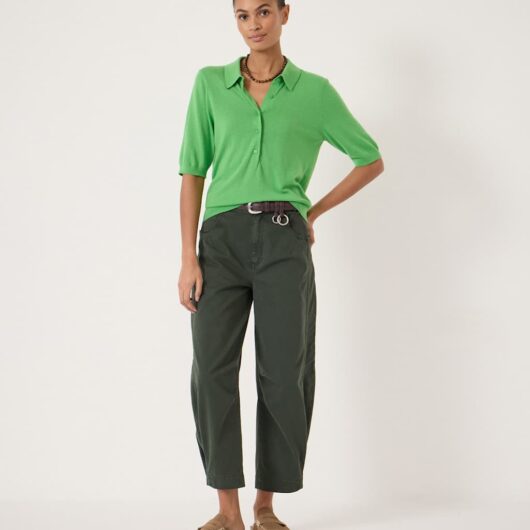 HUSH Wool Blend Polo Neck Knitted Top Green