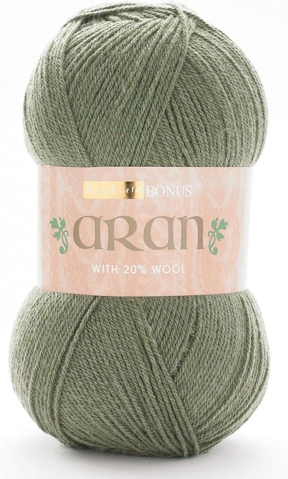 Hayfield Bonus Aran With Wool Yarn (Value Pack 3 x 400g Balls) 934 Green Heather