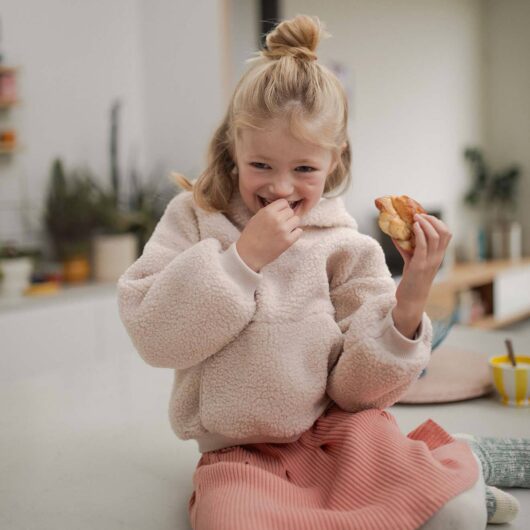 Hooded Sherpa Sweatshirt for Girls ecru