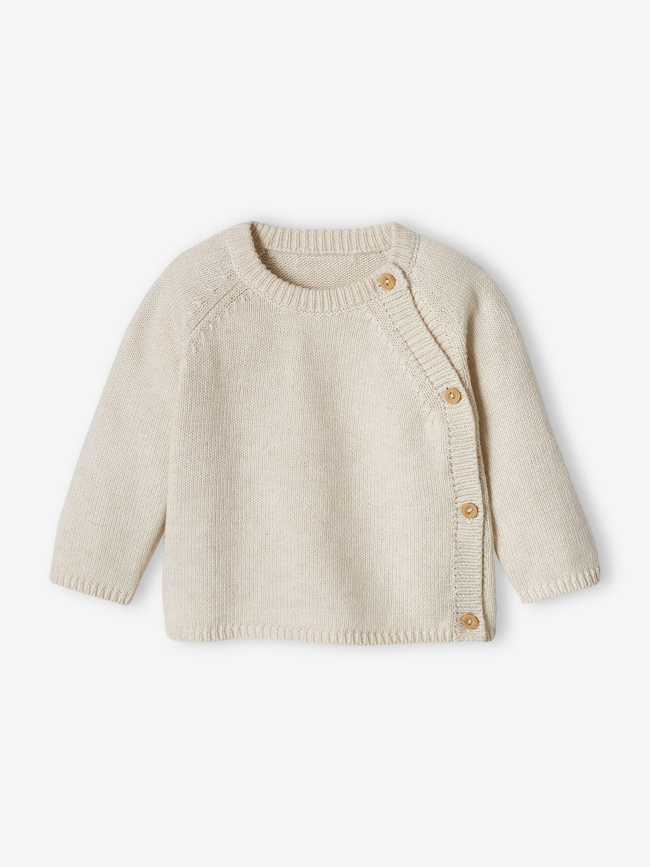 Jersey Knit Top, Opens at the Front, for Babies marl beige