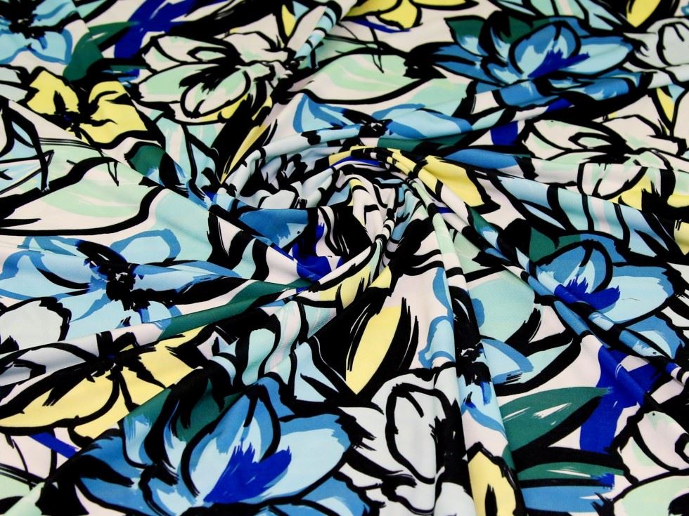 John Kaldor Portia ITY Silky Stretch Knit Fabric Blue