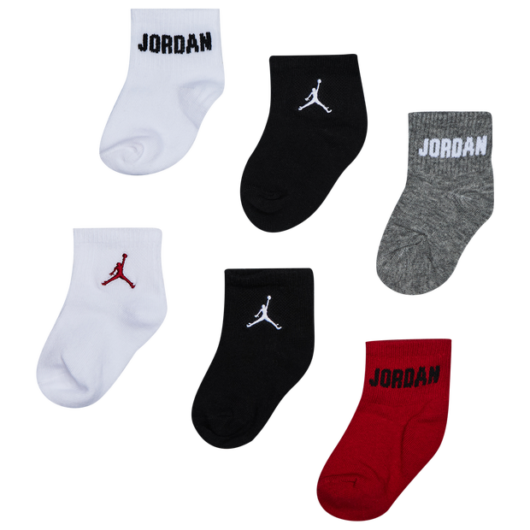 Jordan Kids Ankle 6 Pack Unisex Socks - Black - Size 12- 24 MONTHS