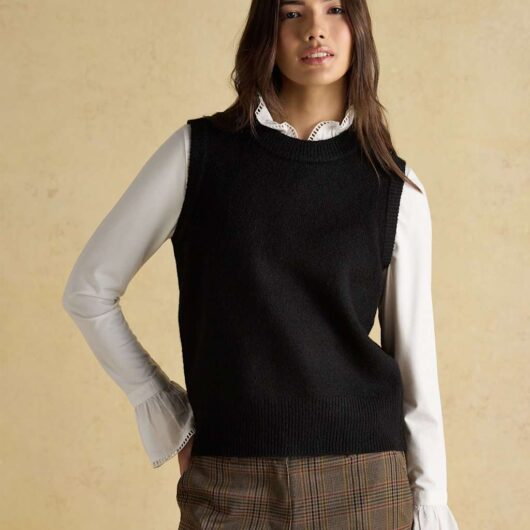 Joules Crew Neck Knitted Vest Black
