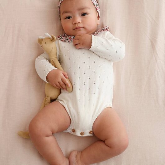 Jumpsuit & Headband for Newborns ecru