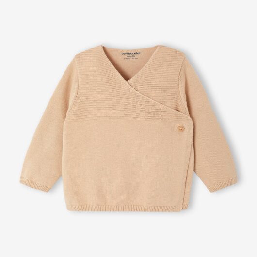Knitted Cardigan in Organic Cotton for Newborn Babies beige