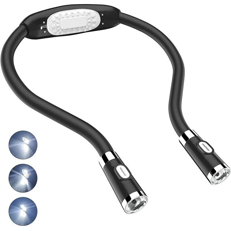 LED Reading Light, Neck Lamp Hands-Free Flexible LED Night Light Around Neck Battery Operated for DIY, Knitting, Repairing, Camping, Travel, BBQ,
