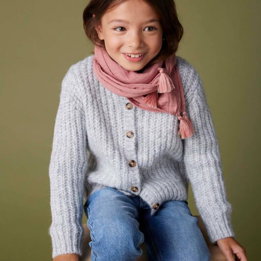 Loose-Fitting Soft Knit Cardigan for Girls marl grey