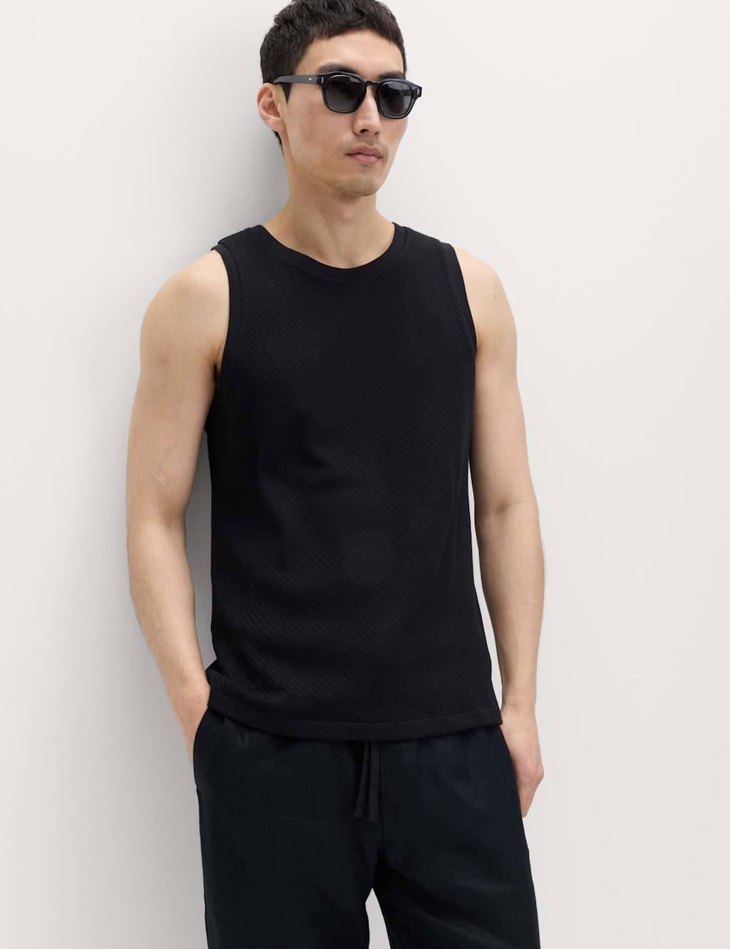 M&S Cotton Rich Knitted Vest Black