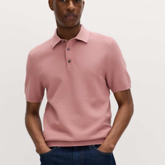 M&S Cotton Rich Regular Fit Knitted Polo Shirt Antique Rose