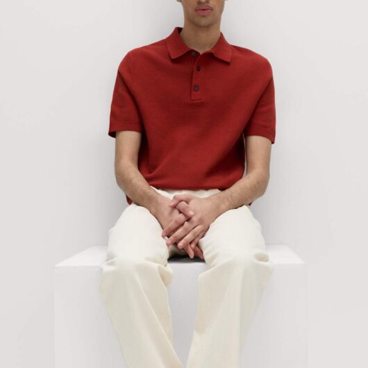 M&S Cotton Rich Regular Fit Knitted Polo Shirt Paprika