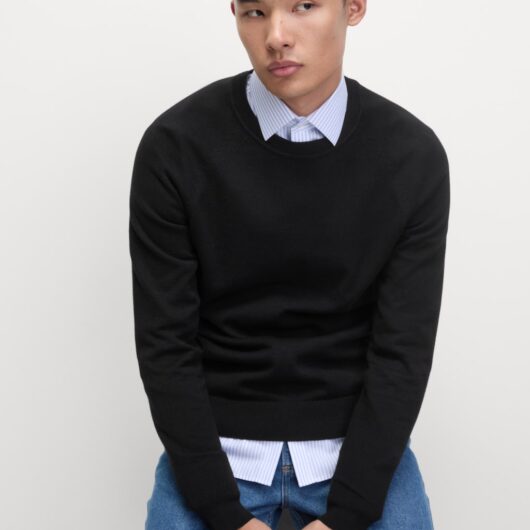 M&S Pure Cotton Crew Neck Jumper Black