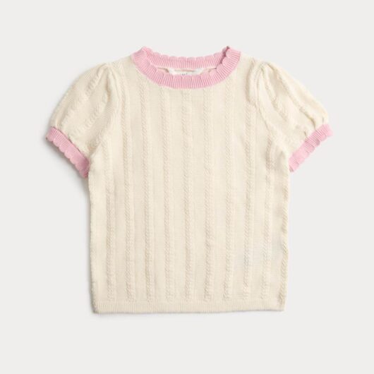 M&S Pure Cotton Knitted Top (2-10 Yrs) Light Cream