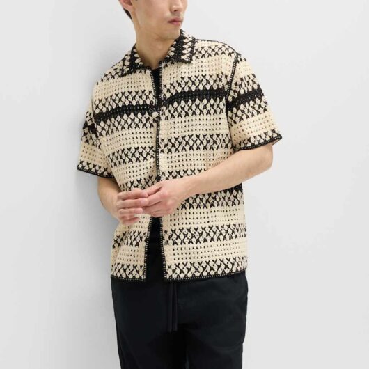 M&S Regular Fit Knitted Polo Shirt Black Mix